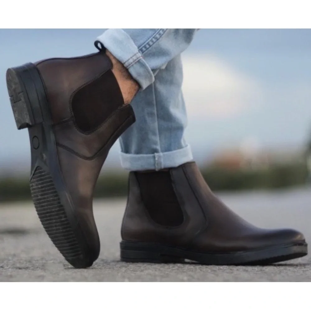 Propet Troy MBA005LBR Mens Brown Leather Zipper Casual Dress Boots Men 9 M